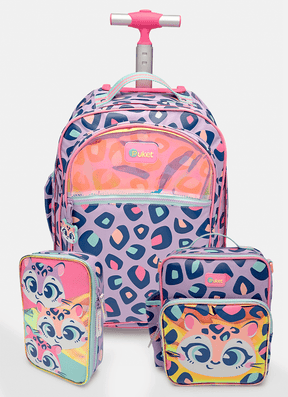Kit Mochila com Rodinha, Lancheira e Estojo Onça